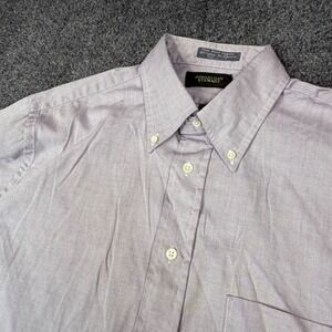 vtg Johnathan Stewart Mens XL 16.5 Pima Blend Pinpoint Button Down Shirt Purple